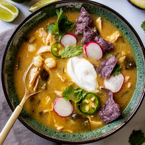 Verde Chicken Pozole Quick And Easy Jen S Rooted Kitchen