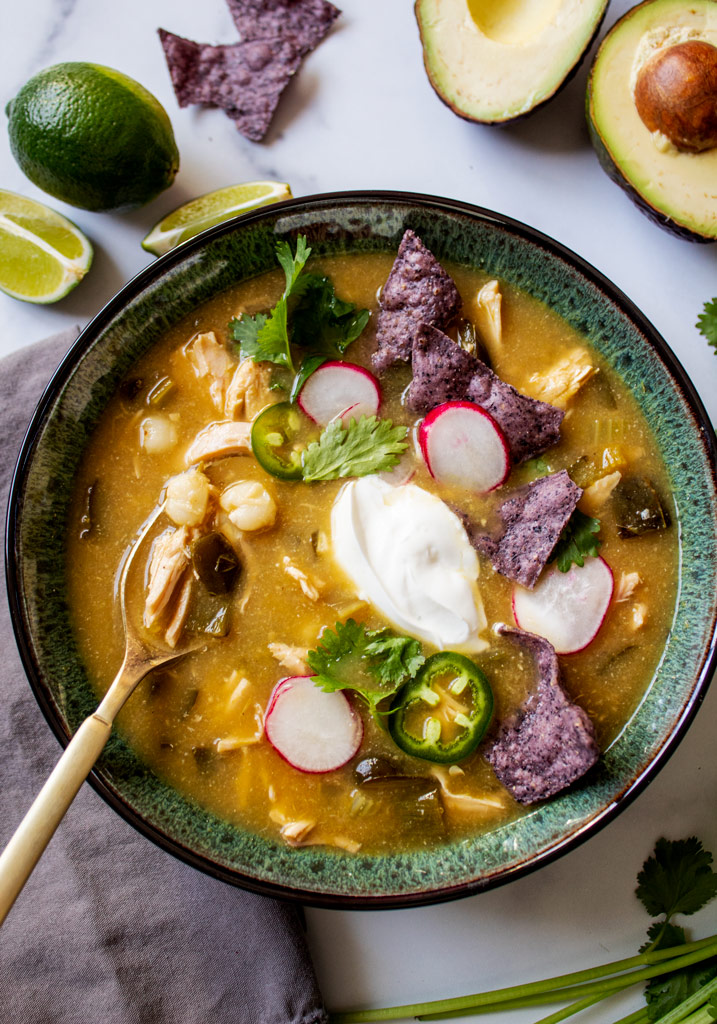 Verde Chicken Pozole (Quick and Easy) | Jen's Rooted Kitchen