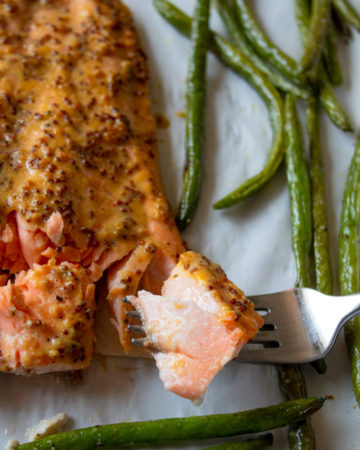 Sheet Pan Mustard Salmon and Green Beans