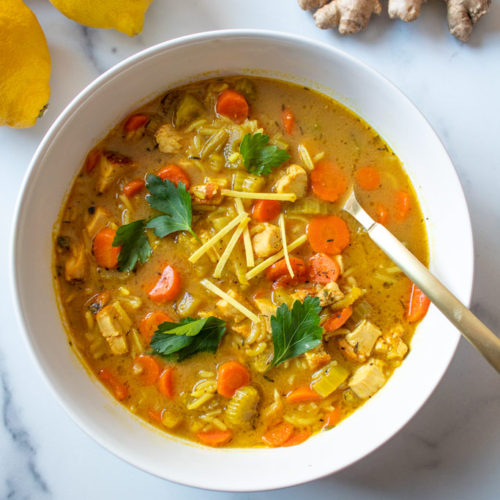 Lemon-Ginger Chicken and Rice Soup | Jen's Rooted Kitchen