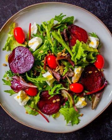 Roasted Beet and Goat Cheese Salad with Champagne Dressing