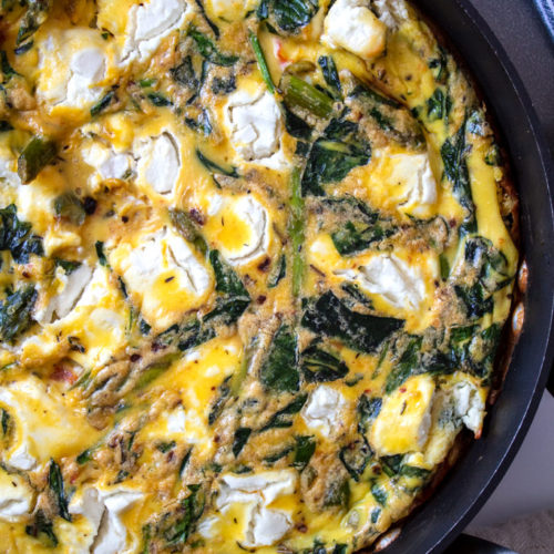 Electric Skillet Vegetable and Goat Cheese Frittata - In the Kitch