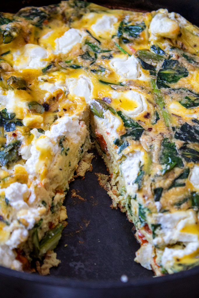 Vegetable Goat Cheese Frittata Close Up