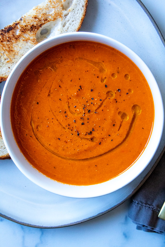 Roasted Carrot and Tomato Soup (Vegan Option) | Jen's Rooted Kitchen